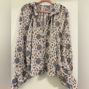Anthropologie floral pheasant top
